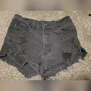 Kancan Distressed Denim Jean Shorts Black Size 28 (W9)